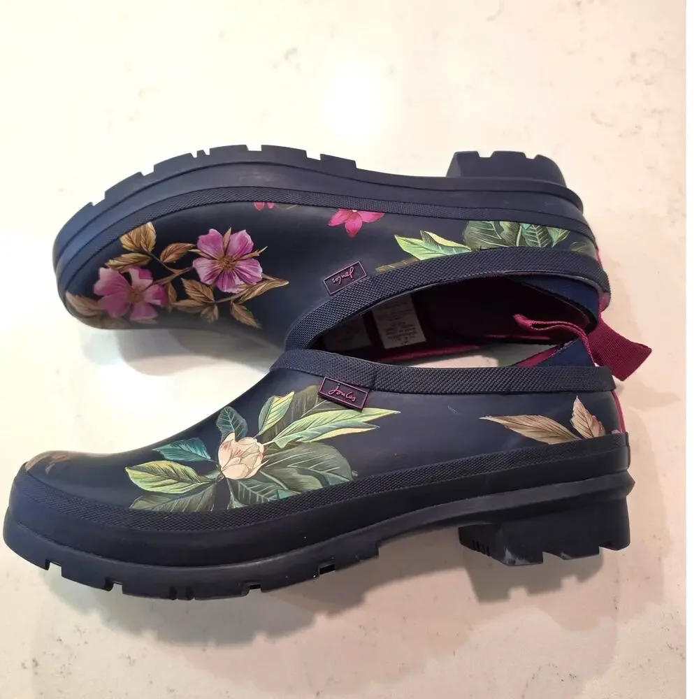 Joules Pop On Welly Clog / Navy Floral RAIN BOOT SHOE CLOG